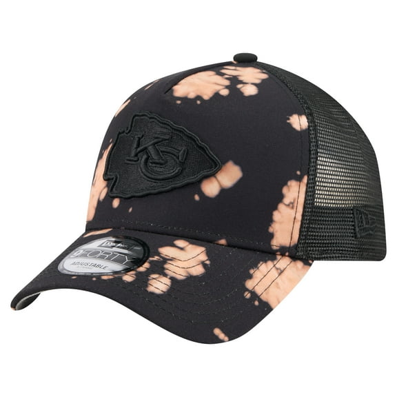 Men's New Era Black Kansas City Chiefs Bleached 9FORTY A-Frame Adjustable Hat