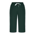 thumbnail image 5 of Womens Capri Pants Womens Shorts Army Green 12(2XL) Trousers Solid Color Ladies Stretch Belt Pants Pockets Shorts Pants Fashion Women Pants Capri Pants for Women, 5 of 5