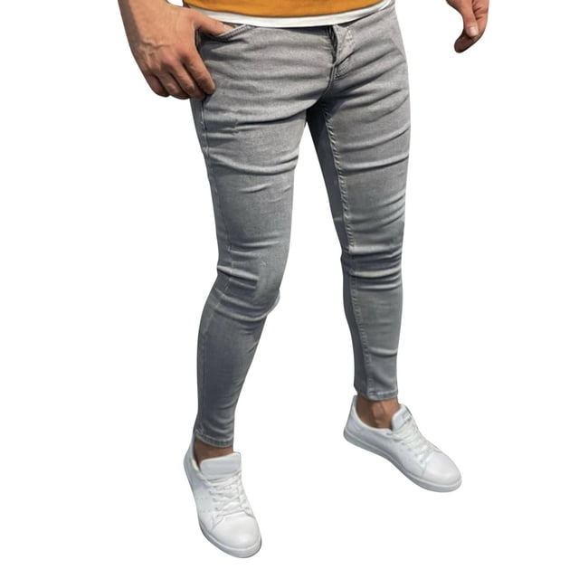Ketyyh-chn99 Jeans Homme 2024 Taille Extensible Coupe Droite Athlétique Décontracté Plein Air Randonnée Pantalon Gris,3TG