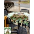 thumbnail image 5 of Outdoor Tablecloth with Umbrella Hole for Patio/Picnic/Party/Camping, Cute Raccoon Forest Waterproof Table Cloth Square Cover Washable, Green Trees Cone Leaves Mushroom (60"x 60"), 5 of 8