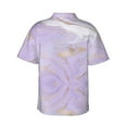 thumbnail image 4 of Xecao Lavender Glitter Foil Stripes print Hawaiian shirt - a stylish short-sleeve button-down for men, perfect for casual beach and tropical outings., 4 of 9