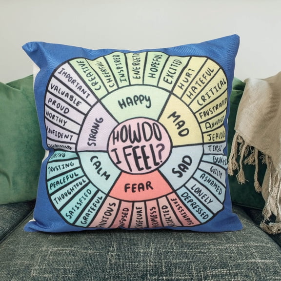 LOLIPPYY Feeling Wheel Print Pillowcase Dark Blue Cotton Cushion Cover for Sofa Decor