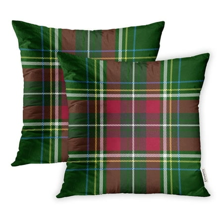 - CMFUN Blue Tartan Green Red Check Plaid Yellow Scotland Scottish Scarf Gingham White Black Pillowcase Cushion Cases 18x18 inch Set of 2