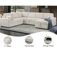 thumbnail image 3 of Hybition 6-Seater Sectional Sofa with Pull-out Bed, Storage Chaise, Corduroy Fabric, Modern Living Room Set-Color:Beige, 3 of 8