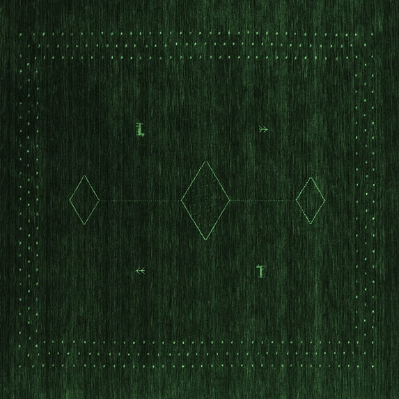 Ahgly Company Indoor Square Abstract Emerald Green Contemporary Area Rugs, 6' Square