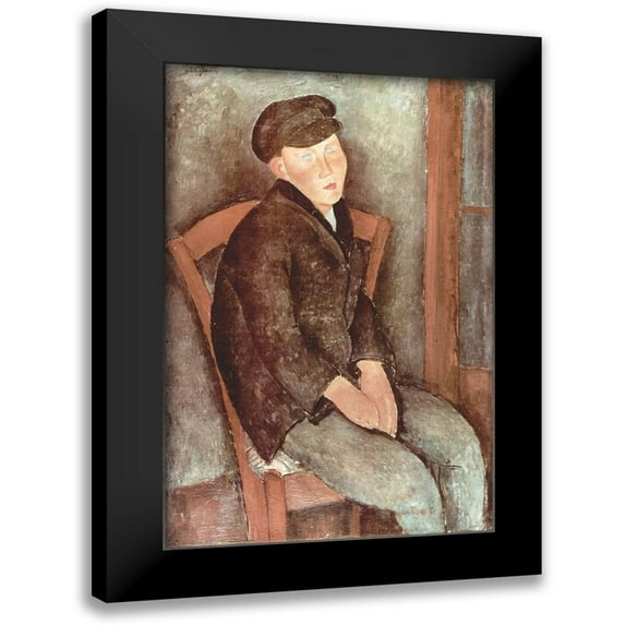 Modigliani, Amedeo 13x18 Black Modern Framed Museum Art Print Titled - Seated boy in hat