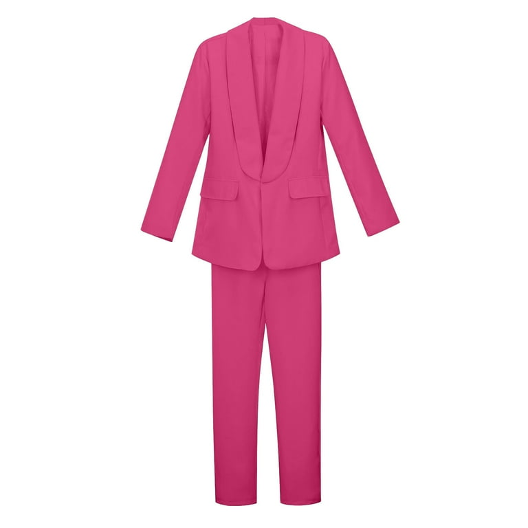 ERkkoi Girls Formal Suits 2 Piece Outfits Button Front Long Sleeve Lapel Collar Blazer and Dress Pants Suit Sets Hot Pink 9-10 Years - Walmart.com ERkkoi Girls Formal Suits 2 Piece Outfits Button Front Long Sleeve Lapel Collar Blazer and Dress Pants Suit Sets Hot Pink 9-10 Years - Walmart.com