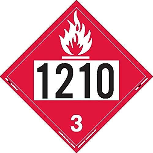 Labelmaster ZEZ21210 UN 1210 Flammable Liquid Hazmat Placard, E-Z Removable Vinyl (Pack of 25)