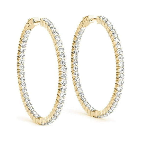 Mauli Jewels Ear Rings for Women 2.00 Carat Designer Hoop Diamond Earrings Carat 14k Yellow Gold 4-Prong