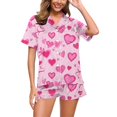 thumbnail image 4 of Satin Silk Pajamas for Women Collar Sleepwear Button Down Short Sleeve Shorts Pjs Set Loungewear Pink L, 4 of 6