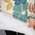 thumbnail image 3 of Oversized Wearable Blanket Hoodie,Beige Pioneer Flower and Leaf Pattern Sherpa Blanket Hoodie with Super Pockets,Super Warm Fuzzy Pullover for Women & Men, 3 of 6