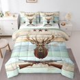 thumbnail image 1 of YST 7-Piece Deer Hunting Comforter Set, Queen Size – Vintage Pink Blue Lodge Cabin Rustic Antler Bedding, 1 of 5