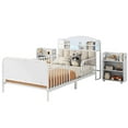 thumbnail image 2 of Twin Size Bed Frames with Rails and Upholstered Headboard, Metal Montessori Bed with Led Lights & Pull Out Storage Shelves, Modern Low Platform Bed for Girls Boys, No Box Spring Needed, White, 2 of 8