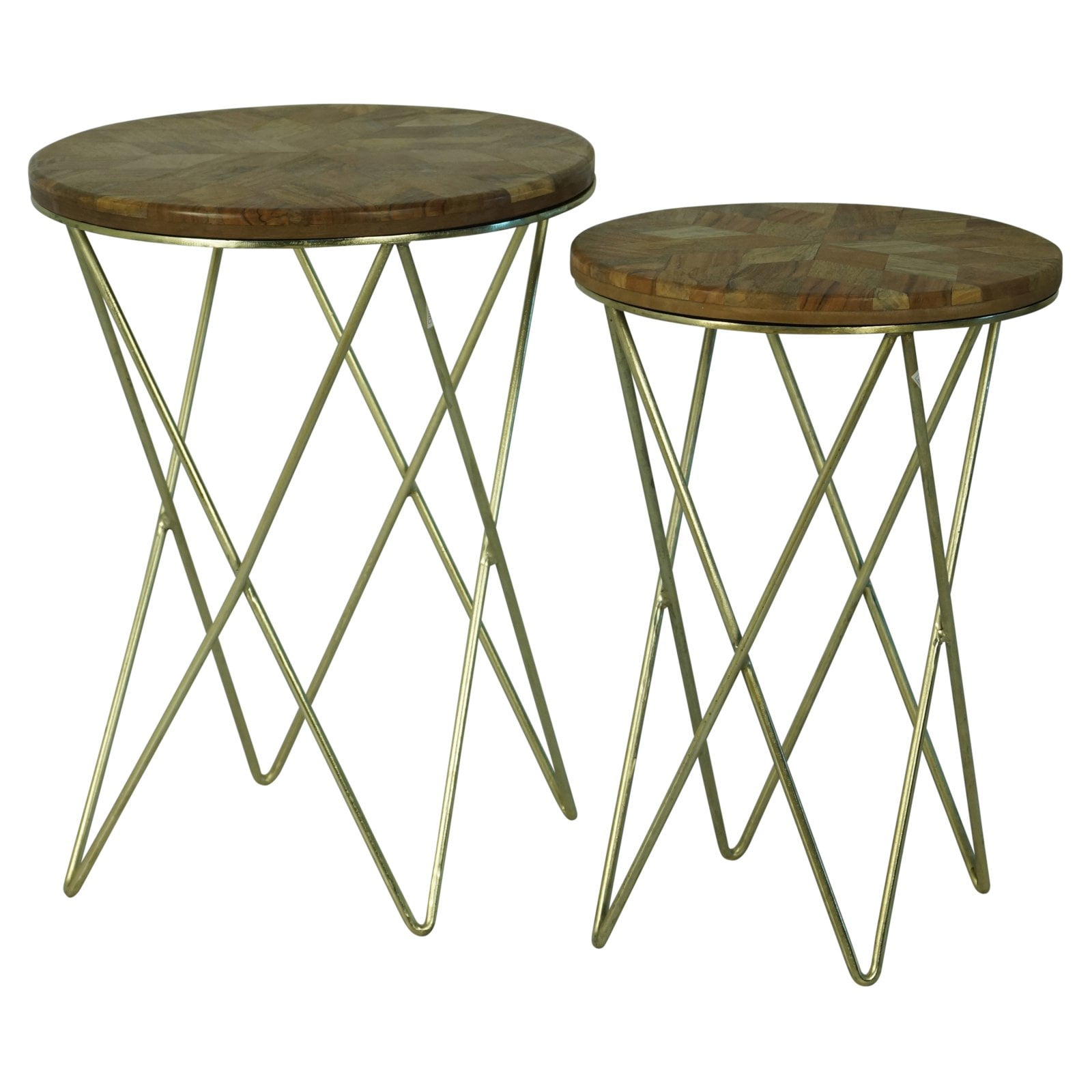 Sagebrook Home Wood Top Accent Table Set of 2