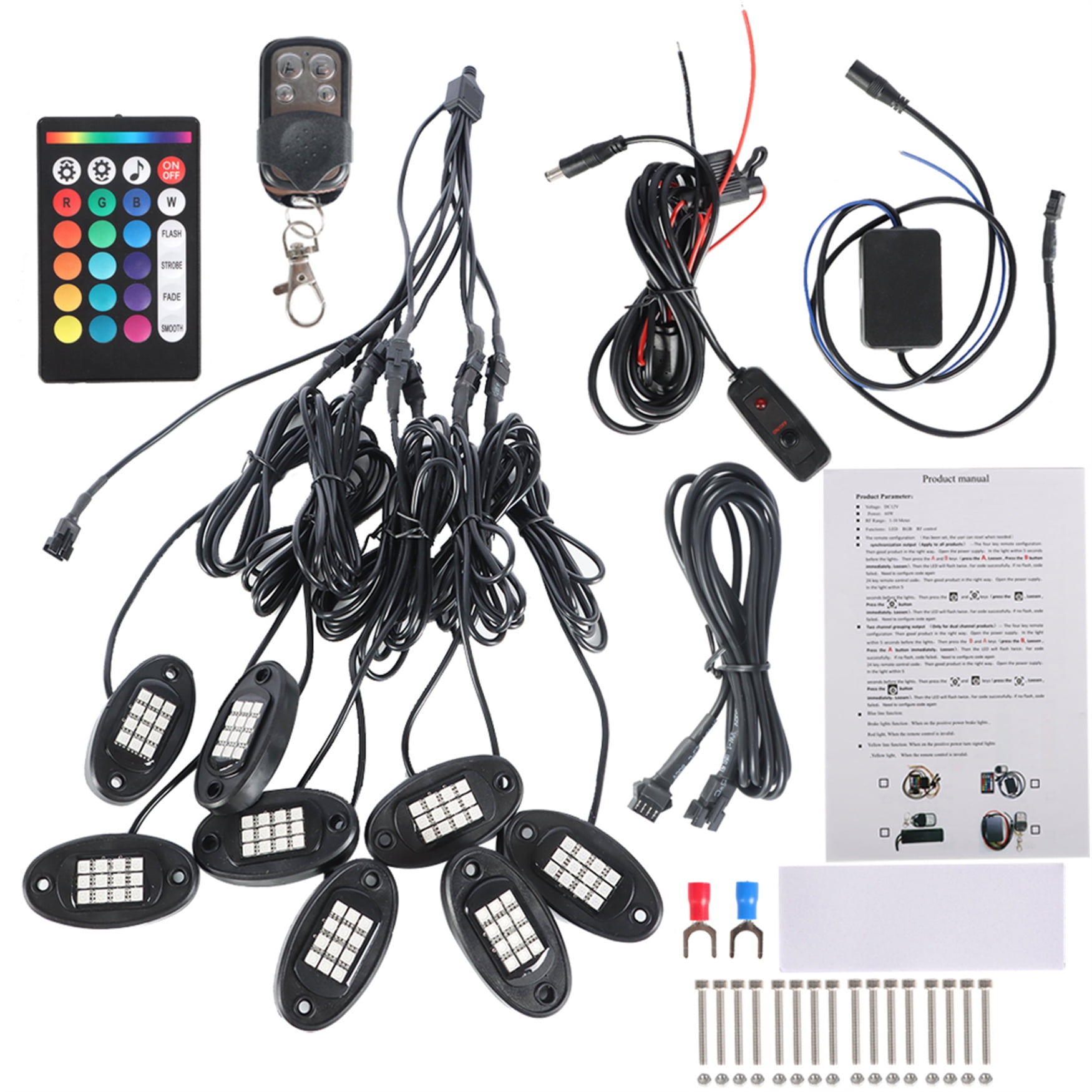 SEBLAFF 8PCS RGB LED Rock Lights Multicolor Undercarriage Neon Light