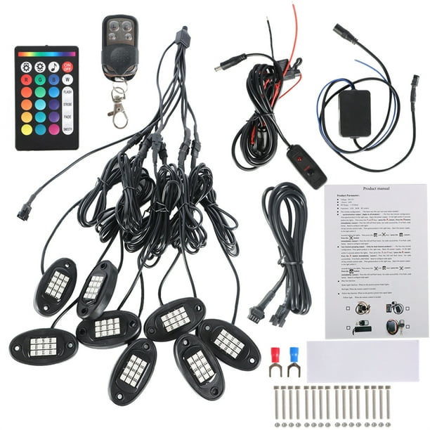 SEBLAFF 8PCS RGB LED Rock Lights Multicolor Undercarriage Neon Light