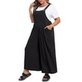 thumbnail image 6 of Cueply Womens Plus Size Overalls Jumpsuits Causal Sleeveless Adjustable Straps Wide Leg Long Pants with Pockets, 6 of 9