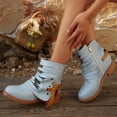 thumbnail image 4 of Women's Boots Plus Size Stretch Knit Mid-Calf Boots Round Toe Side Zipper Low Block Heel Soft Padded Insole Versatile Casual Fashion Outdoor Daily Wear, 4 of 9