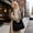 Black, variant on Large Capacity Shoulder Bag, QQZ Velvet Versatile Handbag for Commuting, Polyester Tote Bag with Spacious Interior for Daily Essentials, Army Green