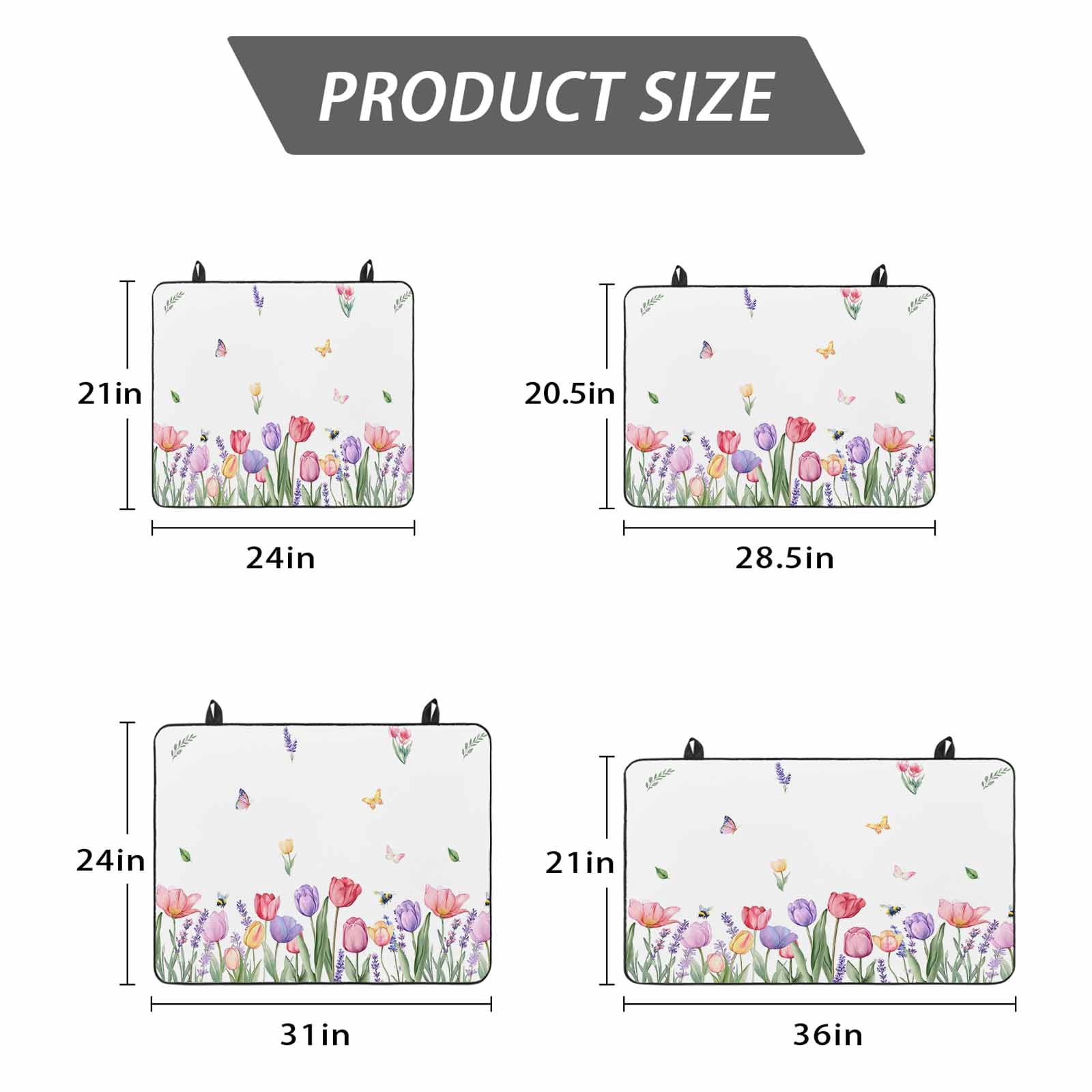 Spring Tulips Stove Top Cover for Electric Stove, Heat-proof & Non Slip Glass Top Stove Cover Protector, Colorful Floral Spring Farmhouse Kitchen Flat Cooktop Rubber Mat 24x21 Inches