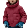 thumbnail image 2 of Juebong Girls Winter Coat Kids Puffer Jacket Thickened Hooded Quilted Coats Outerwear Warm Padded Down Jackets 5-13 Years Red,12-13Years, 2 of 6