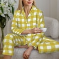 thumbnail image 6 of Sikiie Yellow Checkboard Women's Long-Sleeve Shirt and Full-Length Bottom Pajama Set (s-xxl)-Large, 6 of 7