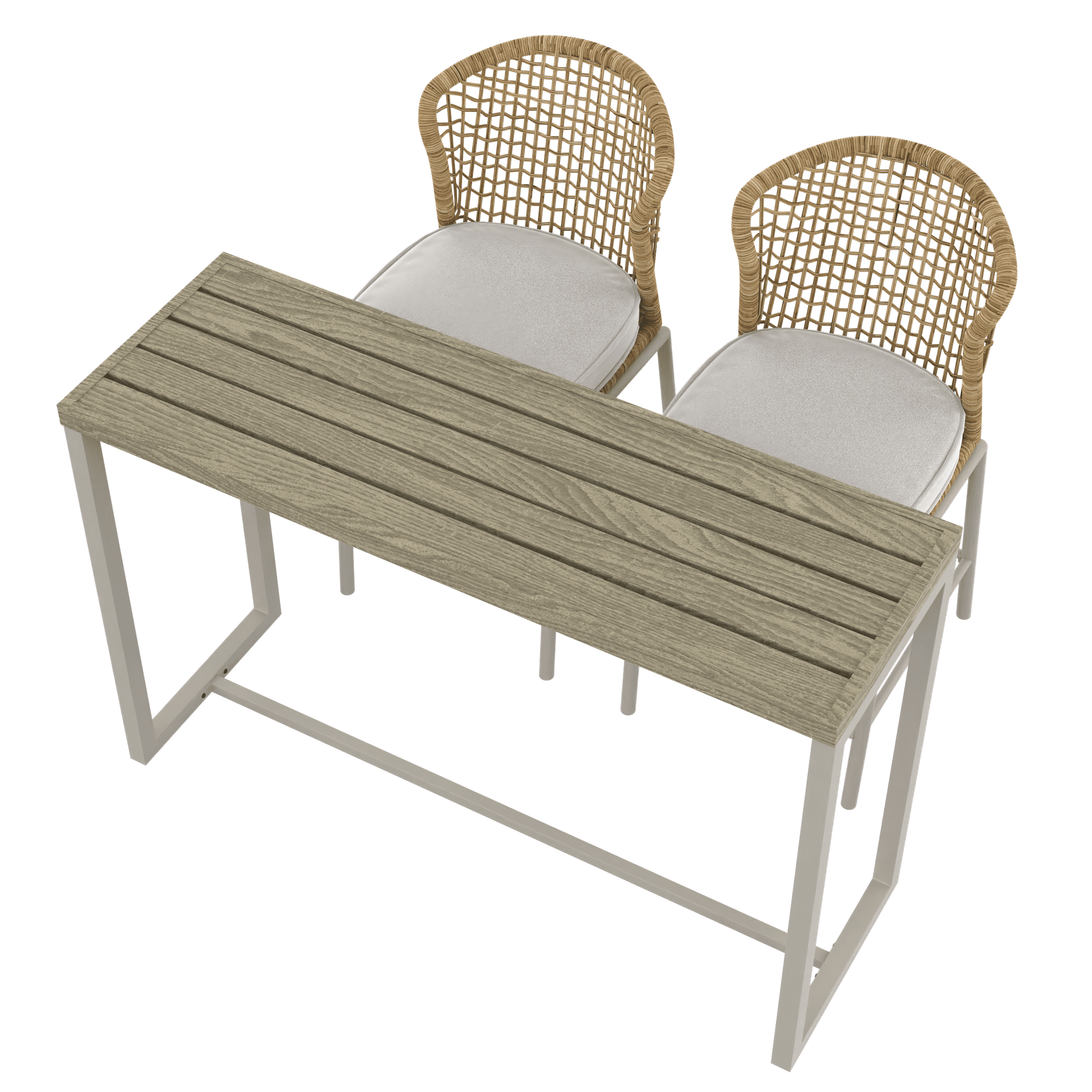 HOMETRENDS Lasso 3-Piece Steel Outdoor Bar Height Dining Set with Cushions, Beige