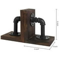 thumbnail image 2 of MyGift 1 Pair Industrial Pipe and Rustic Wood Bookends, Dark Brown, 2 of 7