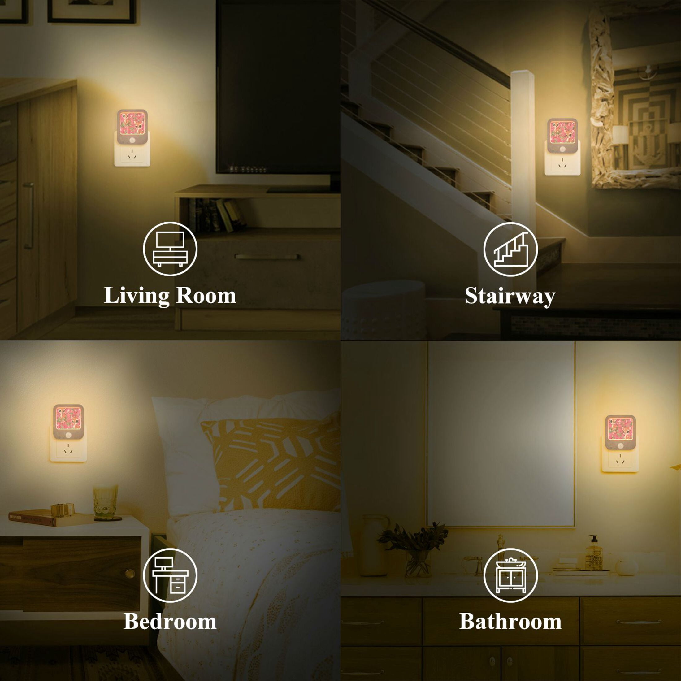 2 Pack LED Sensor Night Light Motion 3 Modes for Stairway Bedroom Living Room Cute Adorable Baby Deer