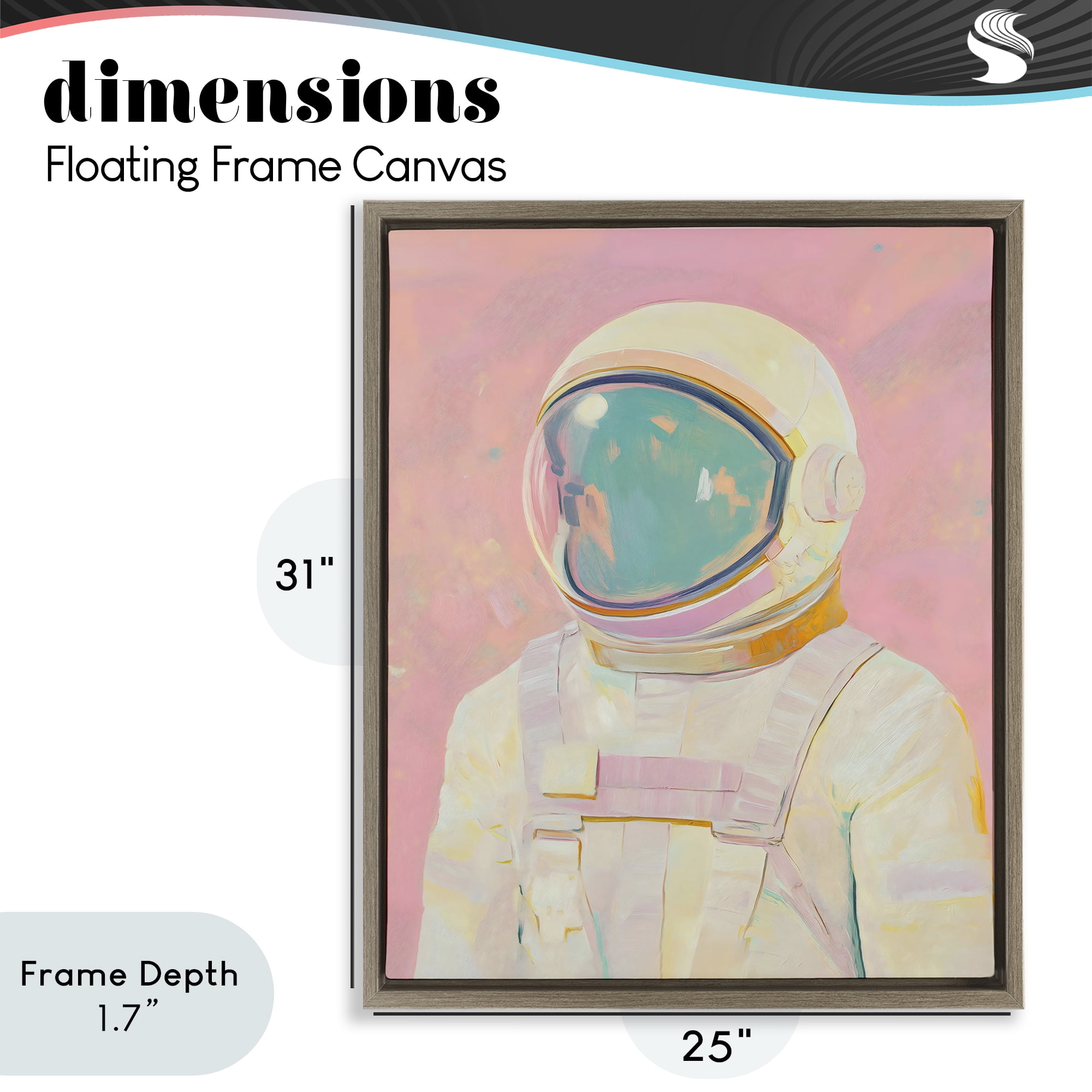 Stupell Industries Astronaut Portrait in Pink Dream Brown Framed Floater Canvas Wall Art, design by The Prints Vibe