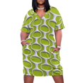thumbnail image 1 of Retro MOD-vestido de noche holgado con bolsillos para mujer ropa de verano con estampado de los años 60 color verde, 1 of 6