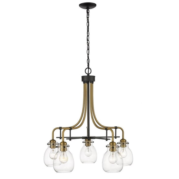 5 Light Chandelier in Industrial Style 25 inches Wide By 26.5 inches High-Matte Black/Olde Brass Finish Bailey Street Home 372-Bel-3173675