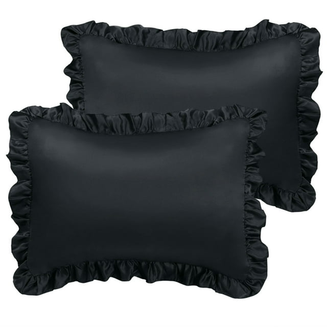 Unique Bargains Satin Pillowcase Ruffled Pillow Shams Silky Sateen Pillow Cases Covers