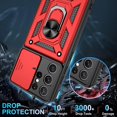 thumbnail image 5 of Compatible with Samsung Galaxy S21 Ultra case,S21 Ultra Case with HD Screen Protector with Slide Camera Cover, 360°Rotation Ring Kickstand [Military Grade] Case for Galaxy S21 Ultra,Black, 5 of 15