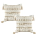 thumbnail image 1 of Juego de 2 fundas de almohada decorativas de 18 x 18 pulgadas, cuadradas, en color crema neutro, con detalles bohemios, con borlas, para sofá o sofá, 1 of 5