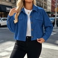 thumbnail image 5 of YanHoo Bomber Jackets Women Oversized Button Down Cropped Jacket Long Sleeve Fall Casual Outerwear, 5 of 6