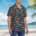 thumbnail image 3 of Balery Colorful Fish Camisas hawaianas de manga corta para hombre, camisas playeras de corte holgado, camisas de vacaciones con botones,3X-Large, 3 of 7