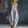 thumbnail image 2 of Chuancc Women's Summer Jumpsuits Boho Wide Leg Overalls Casual Loose Rompers with Pockets 2026 White XL, 2 of 6