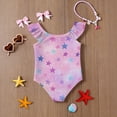 thumbnail image 6 of Abcomgle Baby Swimsuit Girl Stretchy One Piece Swimsuit for Girls Cute Gradient Stars Ruffled Bathing Suits for Girls, 6 of 7