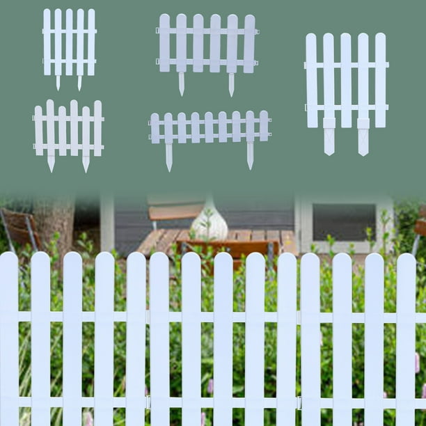 Valla de jardín de PVC blanco - Setas decorativas de plástico ABS para patio y césped, 50cm x 13cm, 29cm, 40cm o 60cm x 50cm