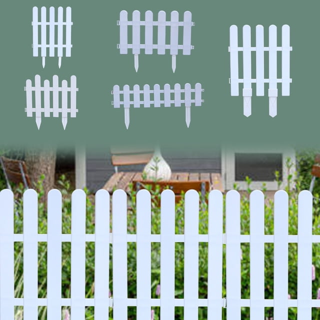 MTBLYS Valla de plástico PVC para jardín, seto decorativo para patio y jardín | Valla modular de ABS blanco | De 19,6 x 5,1 pulgadas a 23,6 x 19,6 pulgadas | Barrera duradera para exteriores