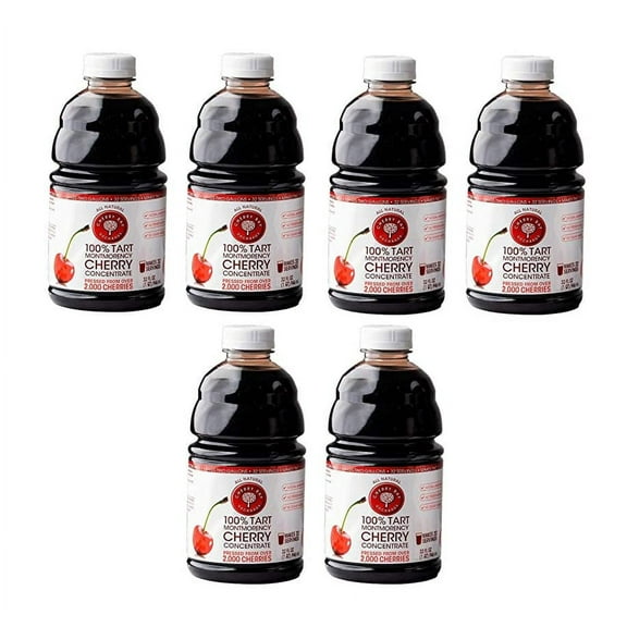 Cherry Bay Orchards Tart Cherry Concentrate ( 32 oz Case of 6 ) All Natural Juice to Promote Healthy Sleep, Gluten Free, No Added Sugar Or Preservatives