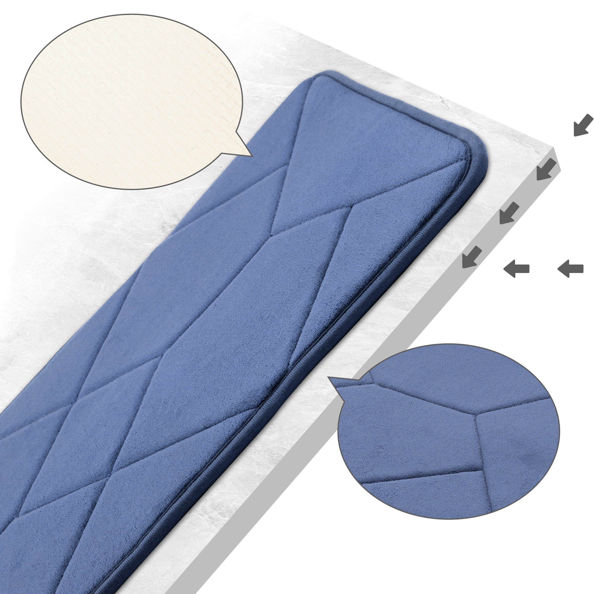 Unique Bargains Memory Foam Quick Dry Washable Non Slip Rugs Blue 16" x 24"