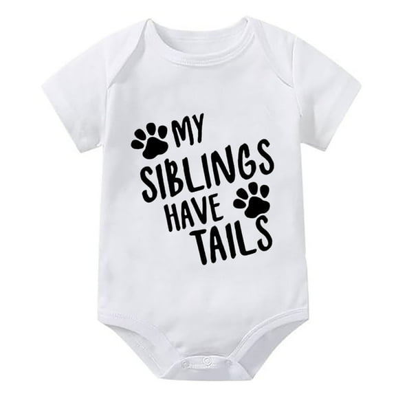 My Siblings Have Tails Bodysuit Baby Girl Short Sleeve Baby Boy Bodysuit White 18 Month Rompers