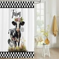 thumbnail image 4 of Fabric Shower Curtain, Farm Cow Rooster Watercolor Flower Black White Check Plaid Shower Curtains with 12 Hooks Waterproof Machine Washable Bath Curtains for Bathroom,36 x 78in, 4 of 6