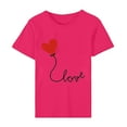 thumbnail image 4 of Meichang Hauts pour Femmes T-Shirts de la Saint-Valentin T-Shirts de Fête à Col Rond T-Shirts à Imprimé Cœur d'Amour T-Shirts à Manches Courtes Jolis Tees Blouses en Liquidation, 4 of 5