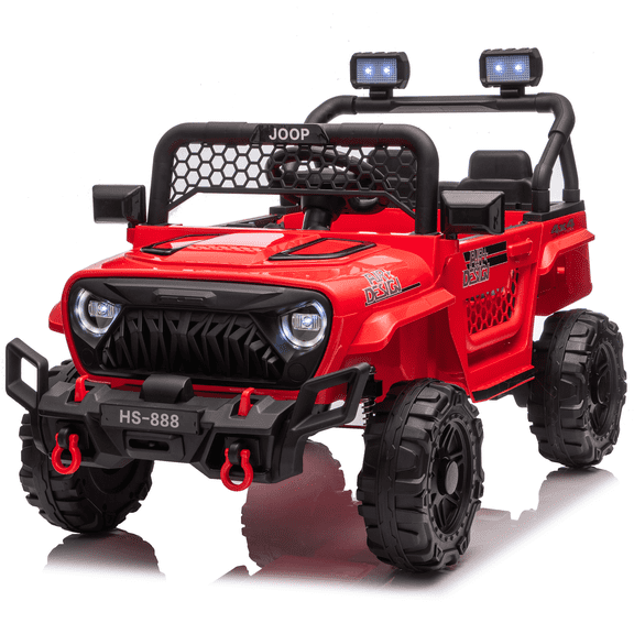 Joyracer 12V Kids Ride On Toys, Dual Motor Electric Off-Road Car with Remote Control, 3 Speeds, LED Lights & Music, Red
