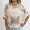 thumbnail image 5 of Jjayotai Womens Summer Tops, Crochet Short Sleeve Mesh Knit Shirts, Beach Swimsuit Swim Cover Ups, 2025 Trendy Outfits, Bathing Suit Cover Up for Women Beige^2 Free Size, 5 of 5