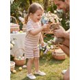 thumbnail image 5 of BemeyourBBs Toddler Baby Girl Summer Clothes 6 12 18  24 Months 2 3 4 Years Baby Girl Summer Outfit Ribbed Striped Short Sleeve Lettuce Trim TShirt Tops and Shorts 2 Piece Set, 5 of 8