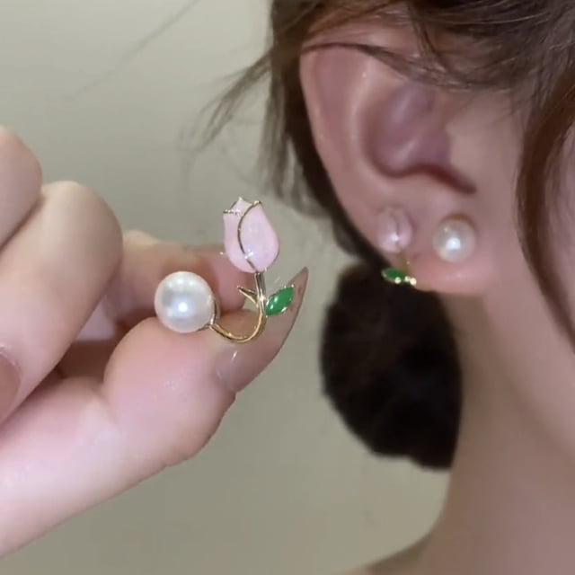 Pendientes de flor de aguja de plata llenos de diamantes, pendientes femeninos versátiles de perlas pequeñas y simples, pendientes de temperamento de alta gama
